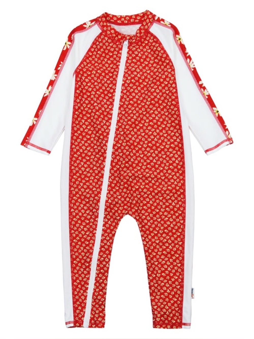 SwimZip UPF 50+ Toddler Sunsuit Long Sleeve Daisy Romper Swimsuit, Size 3/4T